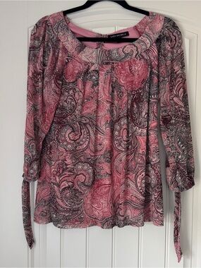 Sara Michelle Pink Paisley Tie-Sleeve Blouse